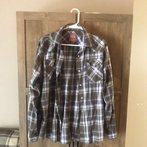 Mens wrangler large long sleeve snap button shirt